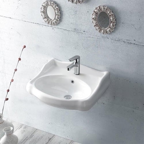 Classic-Style White Ceramic Wall Mounted Sink CeraStyle 030200-U