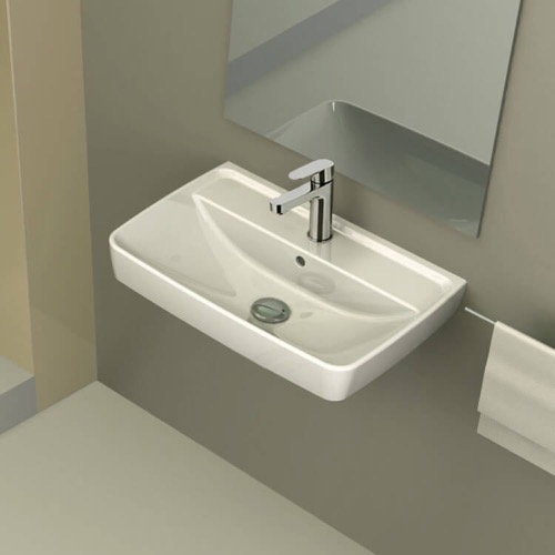 Rectangular White Ceramic Wall Mounted or Drop In Sink CeraStyle 035100-U