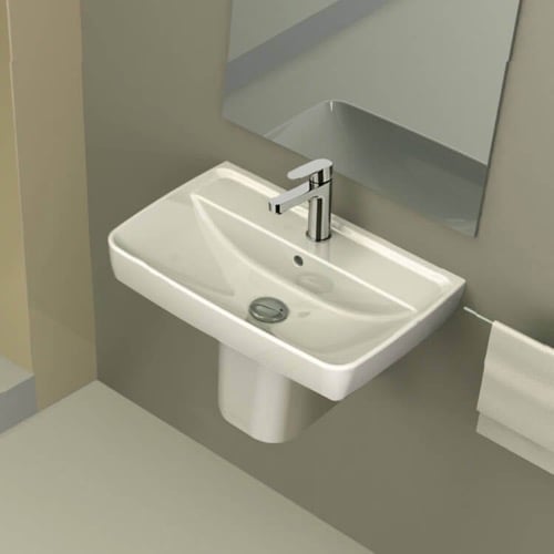 Rectangular White Ceramic Semi-Pedestal Sink CeraStyle 035100U-S-PED