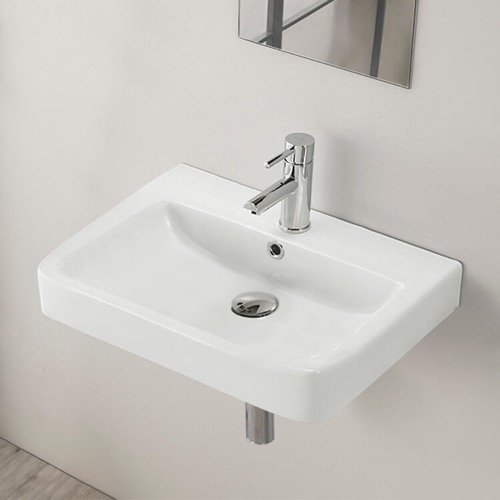 Rectangular White Ceramic Wall Mounted or Drop In Sink Rectangular White Ceramic Wall Mounted or Drop In Sink CeraStyle 035300-U