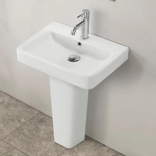 Rectangular White Ceramic Pedestal Sink CeraStyle 035300U-PED