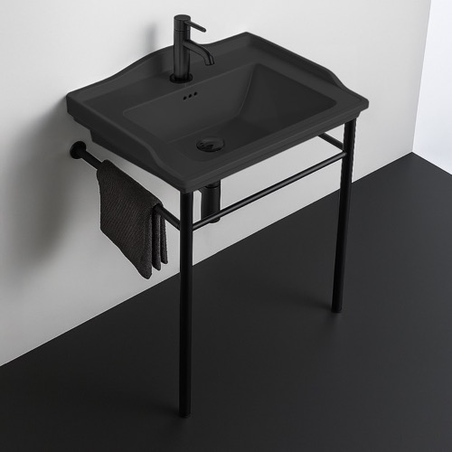 Black Transitional Console Sink, 26 Inch CeraStyle 036107-U-97-CON-BLK
