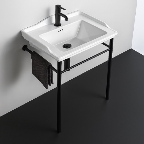 Transitional Console Sink, 26 Inch CeraStyle 036100-U-CON-BLK