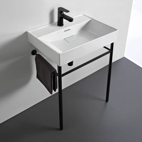Small Modern Console Sink, 24 Inch CeraStyle 037100-U-CON-BLK
