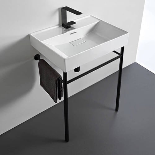Small Modern Console Sink, 24 Inch CeraStyle 037100-U-CON-BLK