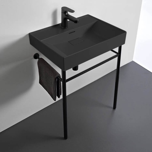 Small Black Console Sink, Modern, 24 Inch CeraStyle 037107-U-97-CON-BLK