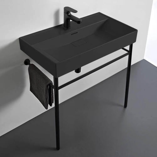 Black Console Sink, Modern, 32 Inch CeraStyle 037307-U-97-CON-BLK