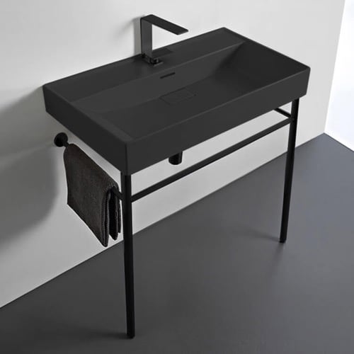 Black Console Sink, Modern, 32 Inch CeraStyle 037307-U-97-CON-BLK