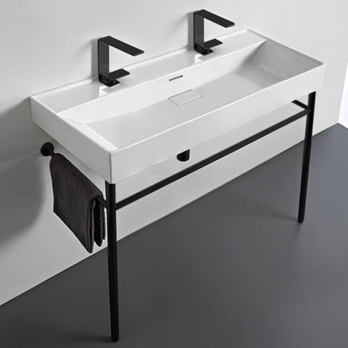Double Trough Console Sink, 40 Inch CeraStyle 037600-U-CON-BLK