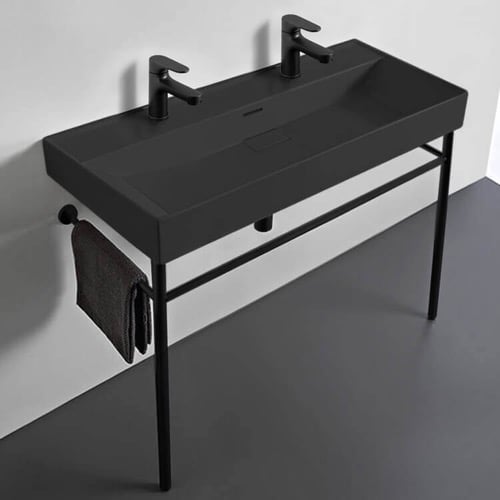 Black Modern Console Sink, 40 Inch CeraStyle 037607-U-97-CON-BLK