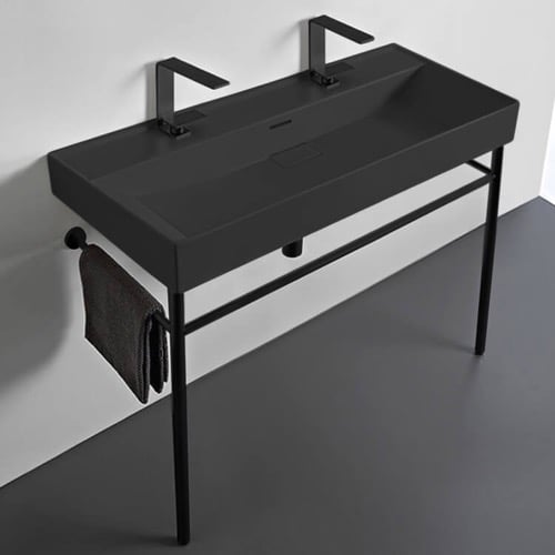 Black Modern Console Sink, 40 Inch CeraStyle 037607-U-97-CON-BLK