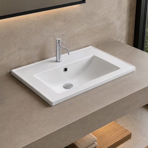 Drop In Sink - 22 Inch, Rectangular, Modern, Ceramic CeraStyle 047200-U/D