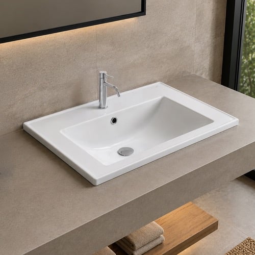 Drop In Sink - 26 Inch, Rectangular, Modern, Ceramic CeraStyle 047300-U/D