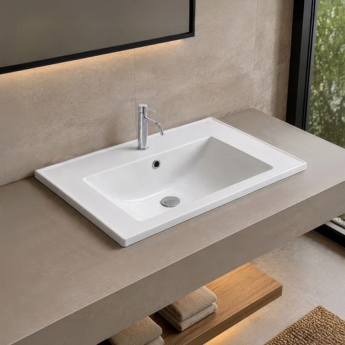Drop In Sink - 30 Inch, Rectangular, Modern, Ceramic CeraStyle 047400-U/D
