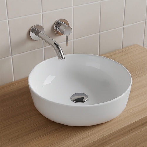 Vessel Sink, Round, White Ceramic CeraStyle 076100-U