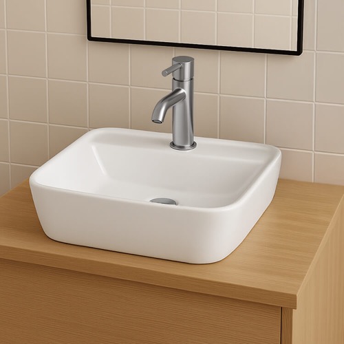 Rectangular White Ceramic Vessel Sink CeraStyle 076700-U