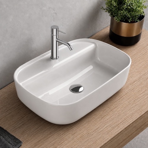 Vessel Sink - 24 Inch, Small, Oval, Modern, Ceramic CeraStyle 077100-U