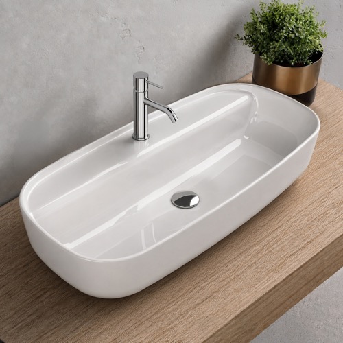 Vessel Sink - 32 Inch, Oval, Modern, Ceramic CeraStyle 077300-U