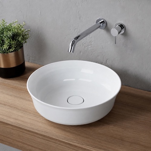 Vessel Sink, Round, White Ceramic CeraStyle 079300-U