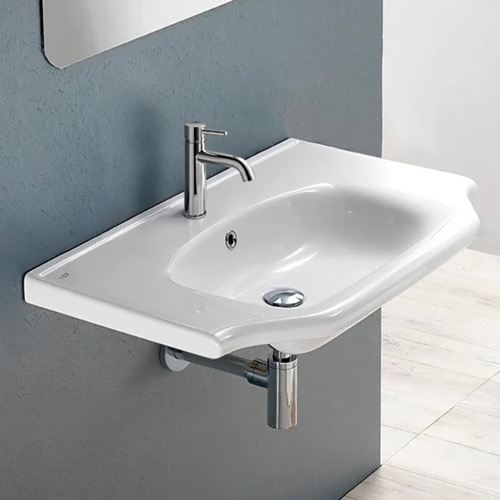 Rectangular White Ceramic Wall Mounted or Drop In Sink CeraStyle 081000-U