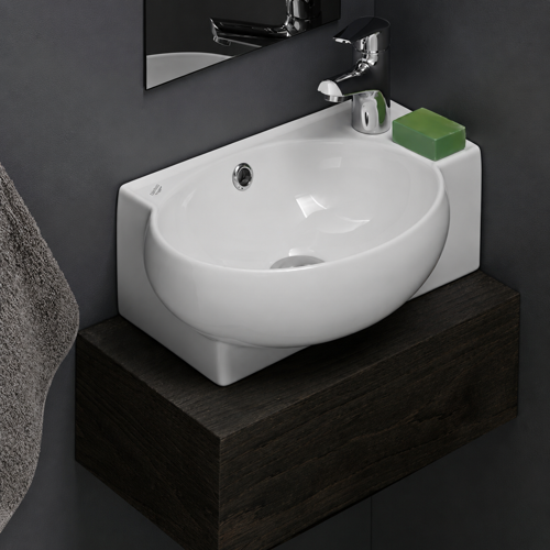 Small Corner Ceramic Wall Mounted or Vessel Sink CeraStyle 001300-U