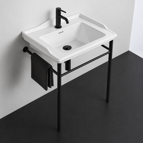 Transitional Console Sink, 26 Inch CeraStyle 036100-U-CON-BLK