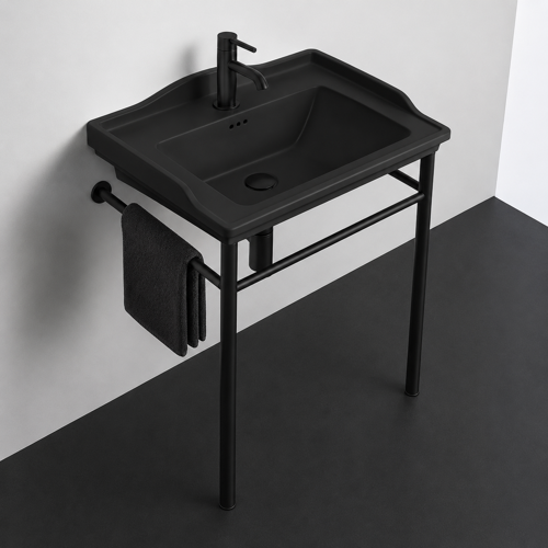 Black Transitional Console Sink, 26 Inch CeraStyle 036107-U-97-CON-BLK