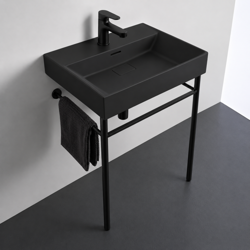 Small Black Console Sink, Modern, 24 Inch CeraStyle 037107-U-97-CON-BLK