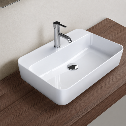 Rectangular White Ceramic Vessel Sink CeraStyle 078600-U