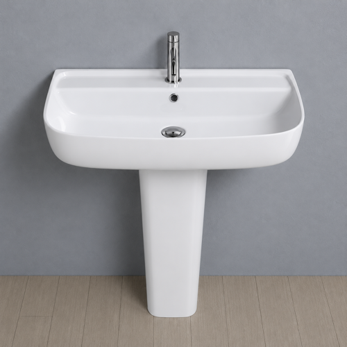 Rectangular White Ceramic Pedestal Sink CeraStyle 078700U-PED