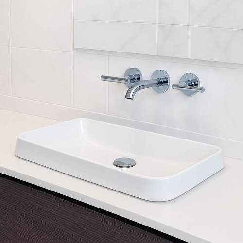 ADA Compliant Bathroom Sink, Drop In Sink, Rectangular, White Ceramic CeraStyle 079000-U