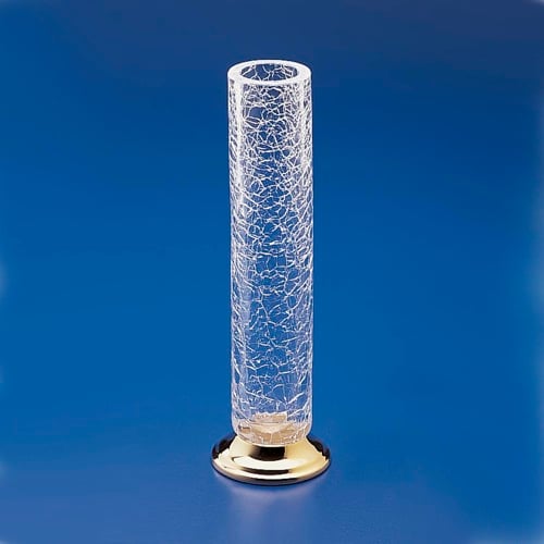 Satin Nickel Tall Crackled Glass Bathroom Vase Windisch 61130D