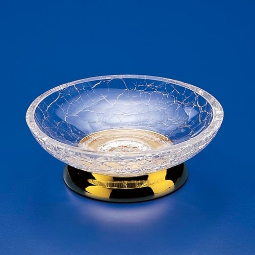 Round Crackled Crystal Glass Soap Dish Windisch 92131