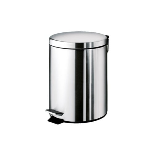 Round Polished Chrome Waste Bin With Pedal Gedy 2609-13
