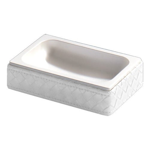 Pearl White Faux Leather Soap Dish Gedy 6711-42