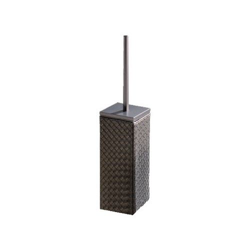 Toilet Brush Holder, Old Silver, Faux Leather Gedy 6733-77