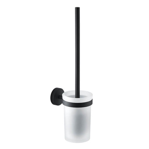 Toilet Brush Holder, Frosted Glass, Matte Black, Mounted Gedy 2333-03-14