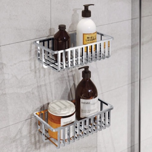 Set of Wall Mounted Chrome Shower Baskets Gedy 2416B-13