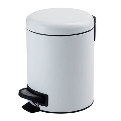 Matte White Floor Standing Stainless Steel Waste Basket Gedy 3209-02