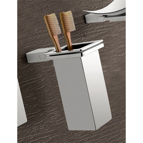 Wall Mounted Square Polished Chrome Toothbrush Holder Gedy 3810-01-13