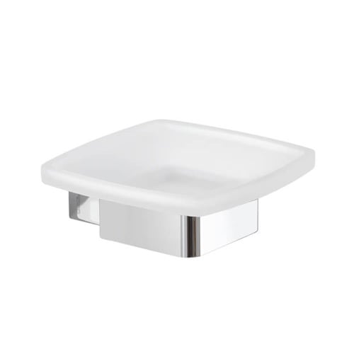 Wall Mounted Frosted Glass Soap Dish With Chrome Base Gedy 5411-13