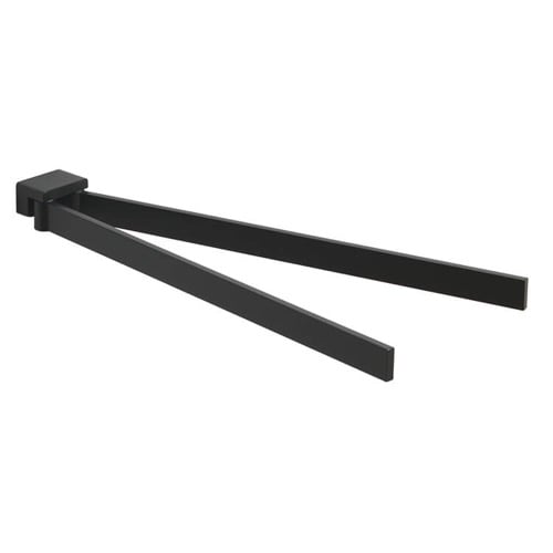 Double Swivel Towel Bar, 15 Inch, Square, Matte Black Gedy 5423-M4