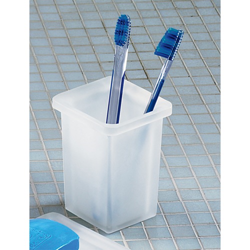Square Frosted Glass Toothbrush Holder Gedy 5798-02