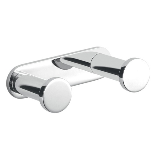 Double Bathroom Hook, Round, Polished Chrome, Brass Gedy A226-13