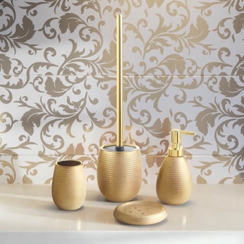 Gold Finish Four Piece Bathroom Accessory Set Gedy AD100-87