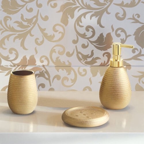 Gold Finish Three Piece Bathroom Accessory Set Gedy AD200-87