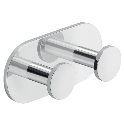 Double Bathroom Hook, Chromed Aluminum, Adhesive, Mounted Gedy D026-13