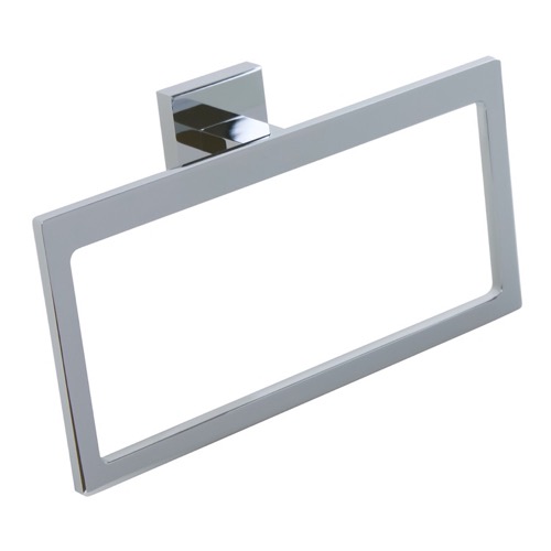Modern Rectangular Chromed Brass and Cromall Towel Ring Gedy A070-13