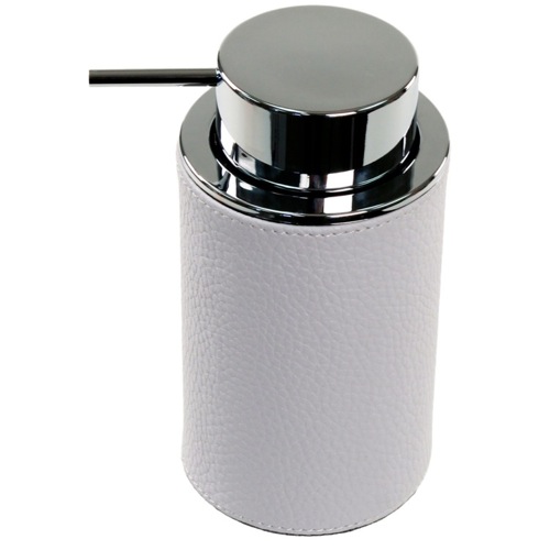 Soap Dispenser, Round, Made From Faux Leather, In White Finish Gedy AC80-02