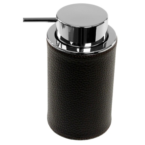 Soap Dispenser, Round, Made From Faux Leather In Wenge Finish Gedy AC80-19